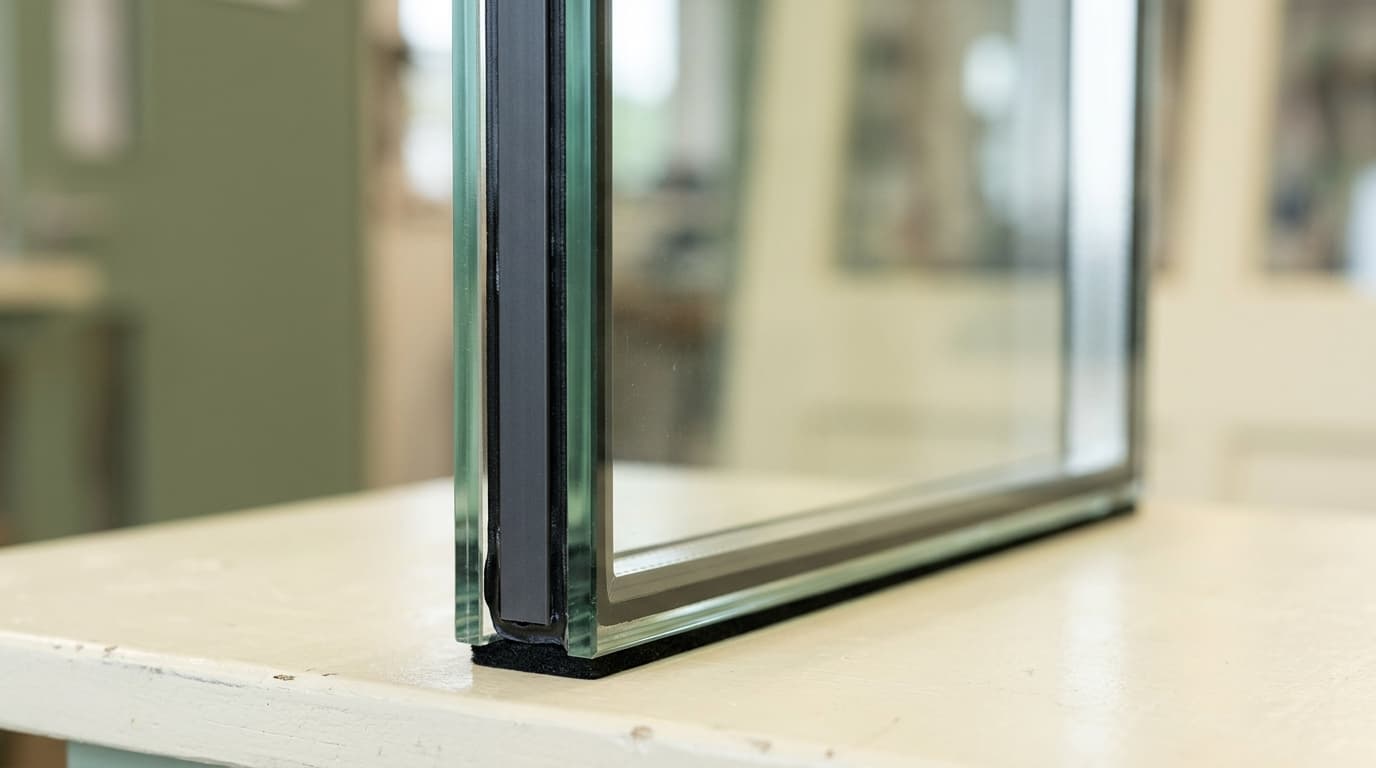 Flow appearance example of an insulating-unit corner with a dark spacer and perimeter seal