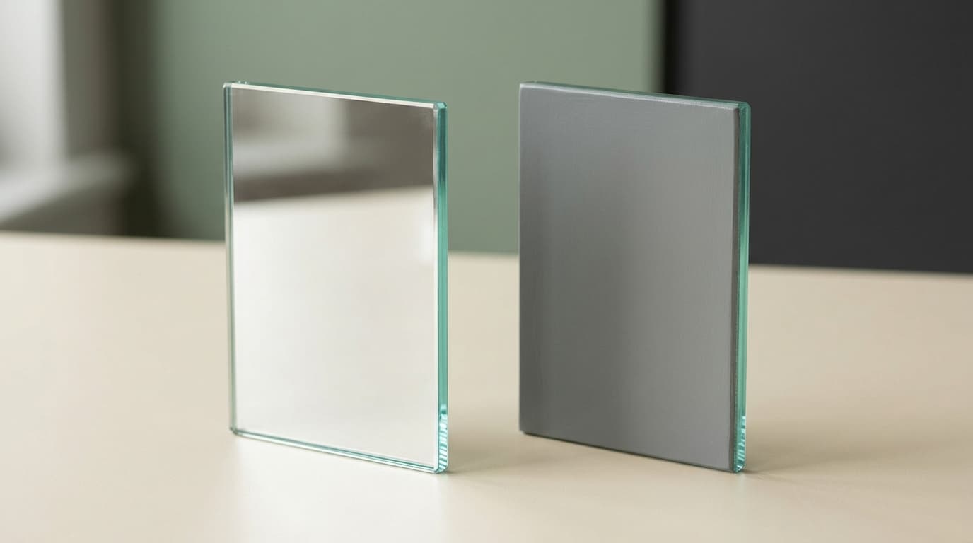 Flow concept showing separate reflective-front and painted-rear mirror samples