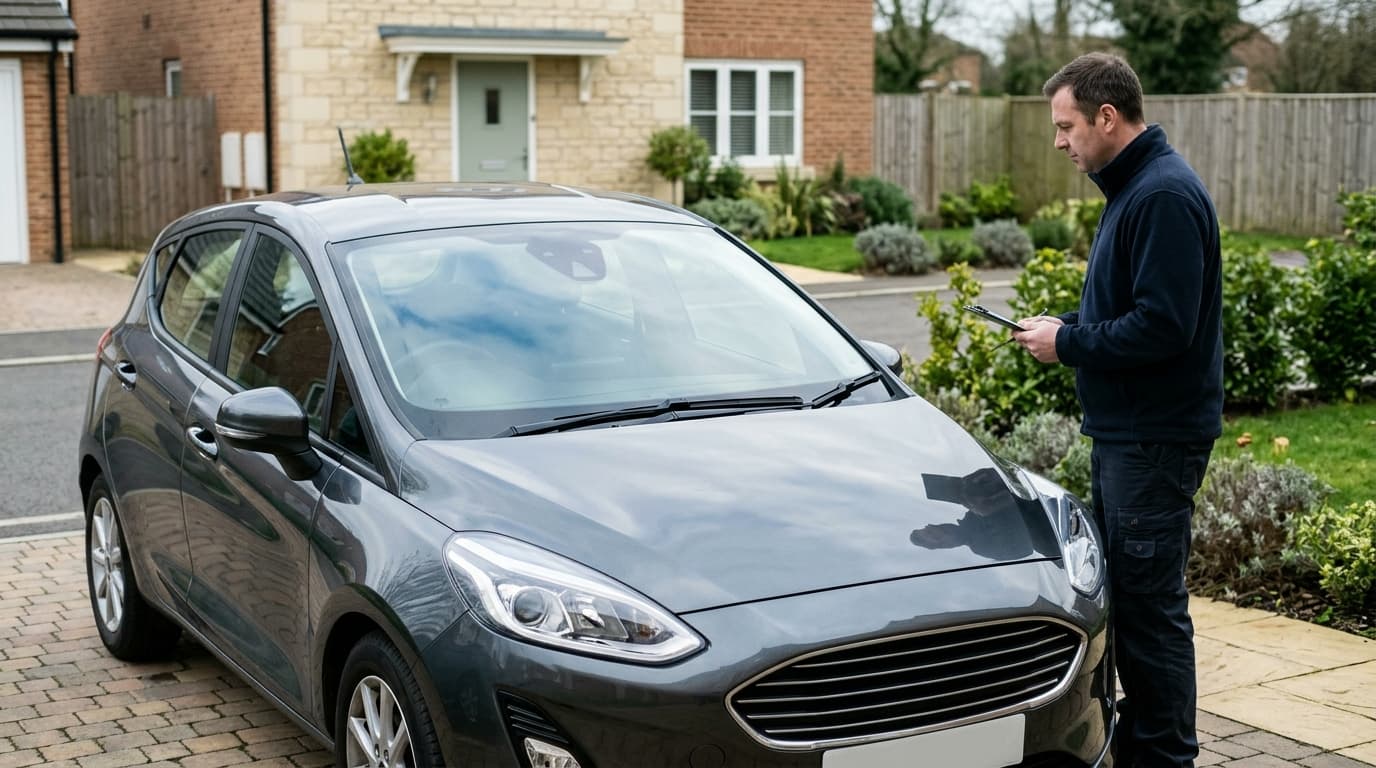 AI illustration of a generic vehicle windscreen service setting; not a specific make, installation or approved repair method