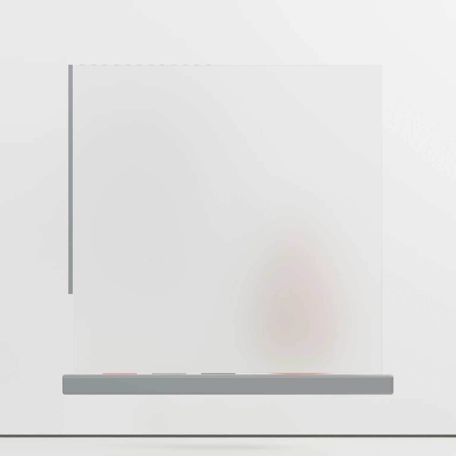 Plain opal etched glass enlarged illustrative front view