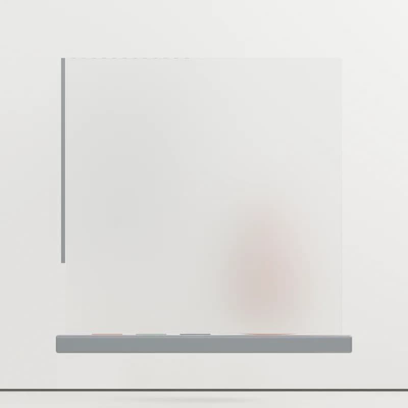 Plain opal etched glass illustrative front view