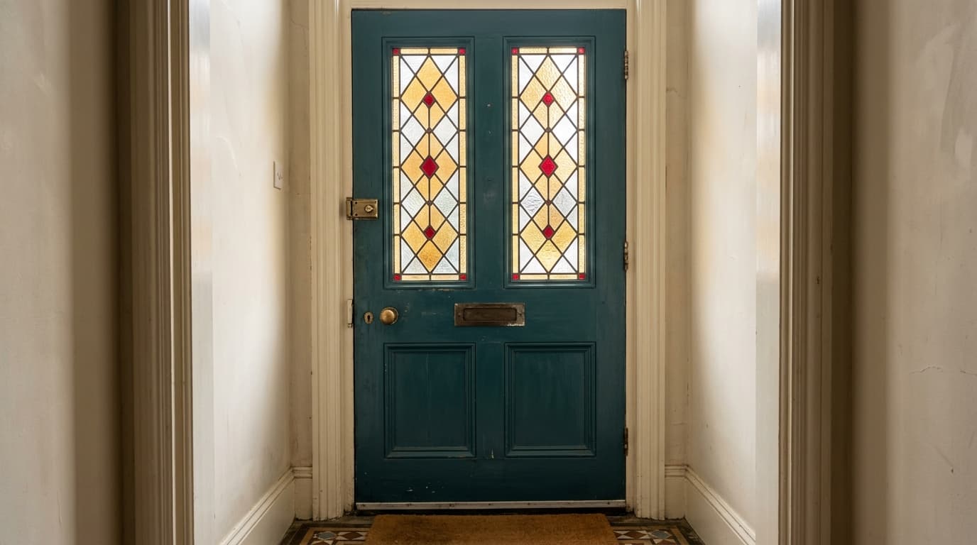 Stained glass door panels: illustrative concept
